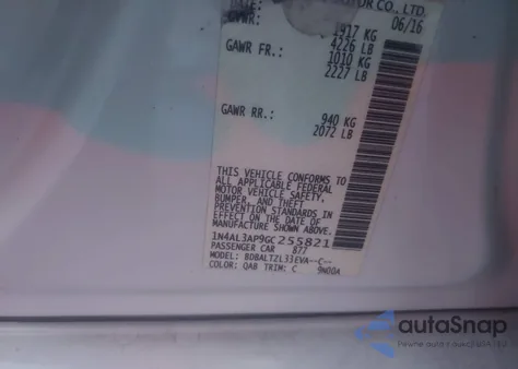 2016 Nissan Altima 2.5 Sl из США, поврежденный, VIN 1N4AL3AP9GC255821